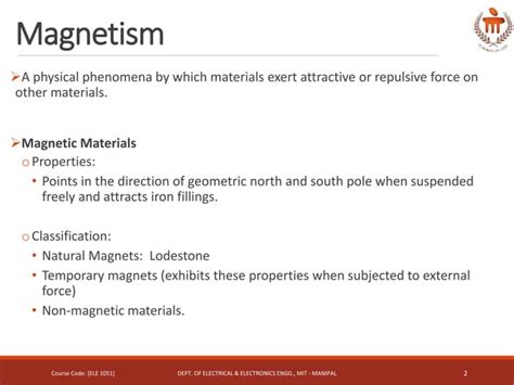 Basic Electric Theory Introduction To Magnetism Pptx