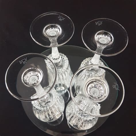 Vintage Rcr Royal Rock Crystal Wine Glass Set Of 4 Cristalleria