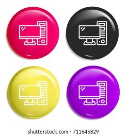 Computer Multi Color Glossy Badge Icon Stock Vector Royalty Free