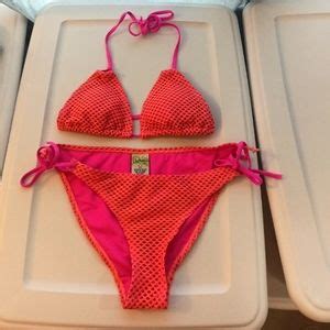 Castaway Swim Girls Castaways Orangepink Bikini Self Tie Eyelet