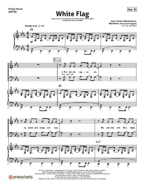 White Flag Sheet Music Pdf Chris Tomlin Passion Praisecharts