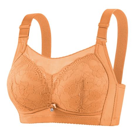 Amidoa Full Coverage Womens Bras Heavy Breast Orange Lace High Support Brasiers Lingerie For
