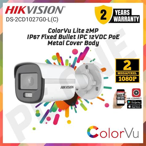 Hikvision Colorvu Lite Mp Ip Fixed Bullet Ipc Vdc Poe Metal Cover