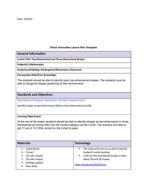 D091 Task 2 Passed First Try Date 7 02 Direct Instruction Lesson