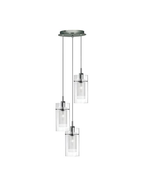 Searchlight Duo I Ceiling 3 Light Multi Drop Pendant Chrome Double Glass