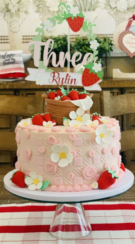 Pretty Birthday Cake With Flowers For A First Birthday