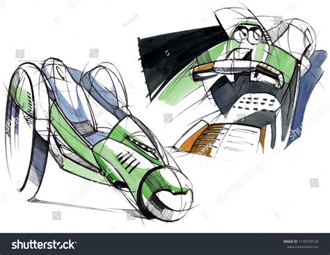 Sketch Design Exclusive Compact Electric Car Stock Illustration ...