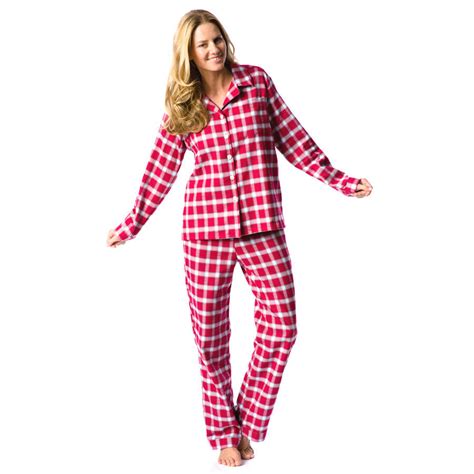 Womens Red Check Brushed Cotton Pyjamas By Pj Pan