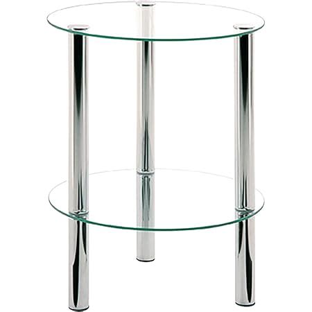 GOLDFAN Table D Appoint En Verre Avec Table Basse Ronde Haute Brillance