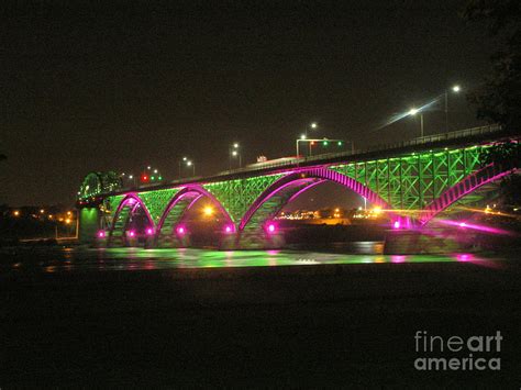 Peace Bridge at Night Photograph by Deborah Selib-Haig DMacq