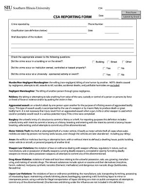 Csa Reporting Form Fill And Sign Printable Template Online