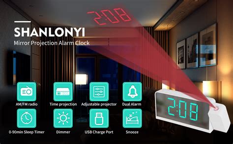 Shanlonyi Projection Alarm Clock With Amfm Radio 180