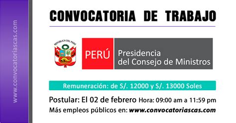 Convocatoria Consejo De Ministros Pcm Cas Plazas