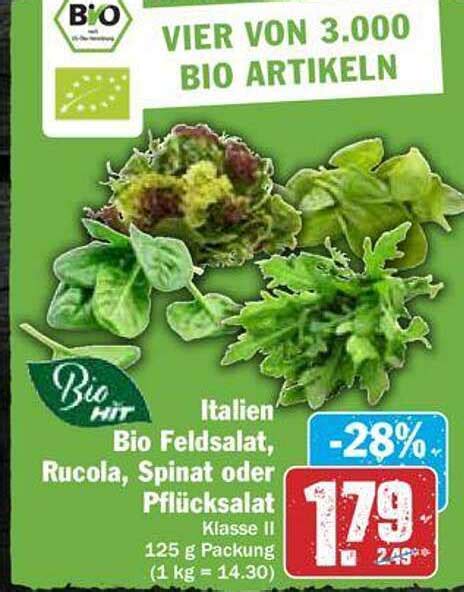 Bio Feldsalat Rucola Spinat Oder Pfl Cksalat Angebot Bei Hit