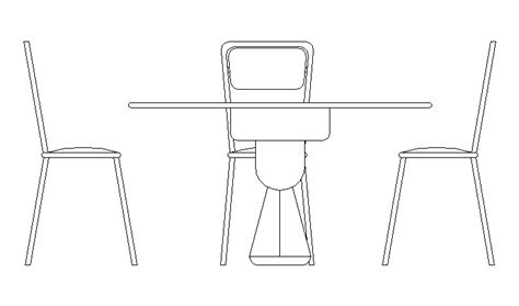 Bloque Autocad Mesa En Alzado Con Sillas Cad Dwg