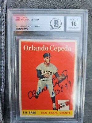 ORLANDO CEPEDA AUTOGRAPH 1958 TOPPS RC 343 BGS 10 San Francisco GIANTS