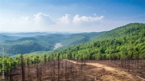 Before And After Shots Showcasing A Deforested Area Turning Into A