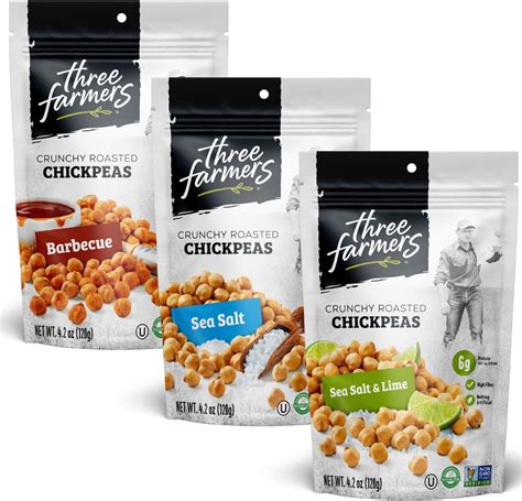 Three Farmers Roasted Chickpeas Variety Pack Sea Salt Lime