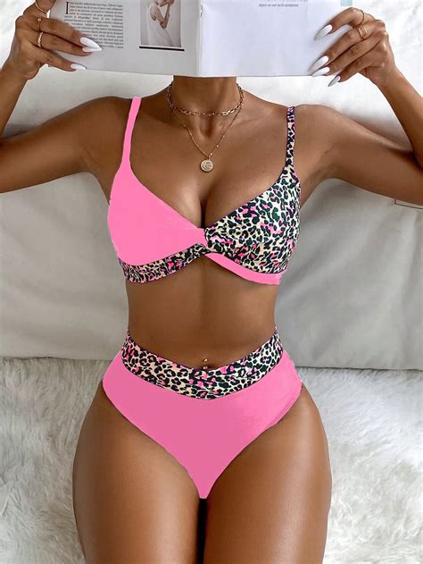 Shein Swim Classy Ba Ador Bikini Con Estampado De Leopardo