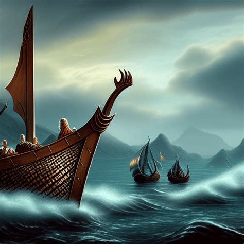 Viking Ships Sailing Graphic · Creative Fabrica