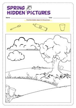 Spring Hidden Picture Worksheet Coloring Pages By Mallowlem TPT