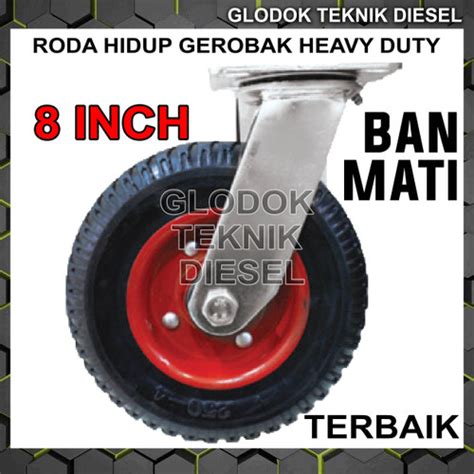 Jual Roda Karet Hidup Heavy Duty Trolley Troli Inch Gerobak Ban Mati