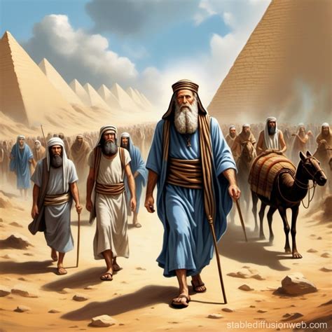 Moses Leading Hebrews out of Egypt in Passover Exodus | Stable ...