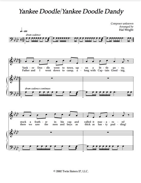 Yankee Doodle/ Yankee Doodle Dandy Sheet Music by Teach Simple