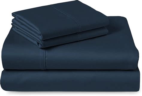 Pizuna 400 Thread Count Cotton Queen Size Sheet Set Navy