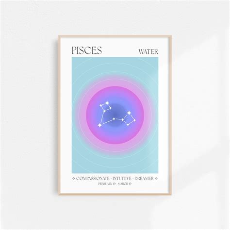 Pisces Poster Aesthetic Room Decor Zodiac Printable Art Aura Poster Pisces Gift Pisces Wall Art ...