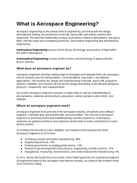 What Is Aerospace Engineering | PDF