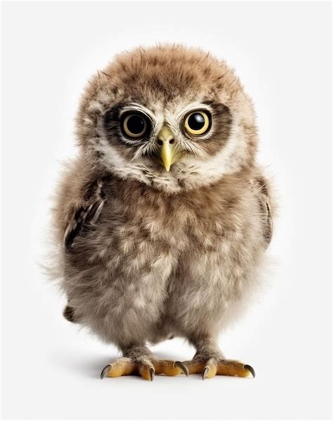 Premium AI Image | A baby owl with big eyes and a red eye.