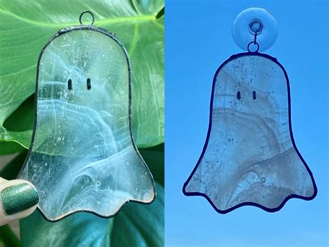 Stained Glass Ghost Suncatcher Halloween Decorations Hand Etsy