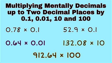 Multiplying Mentally Decimals Up To Two Decimal Places By 01 001 10