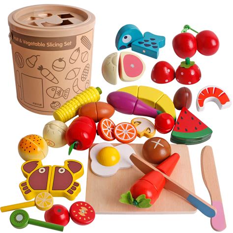 Buy Dinhon Play Wooden Food Cooking Toy Cutting Fruit Vegetables