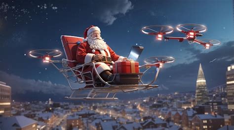 Premium AI Image | Santa Claus riding a hightech sleigh powered by ...