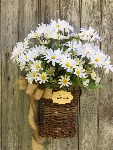 Daisy Basket Farmhouse Decor White Daisy Basket Summer Etsy