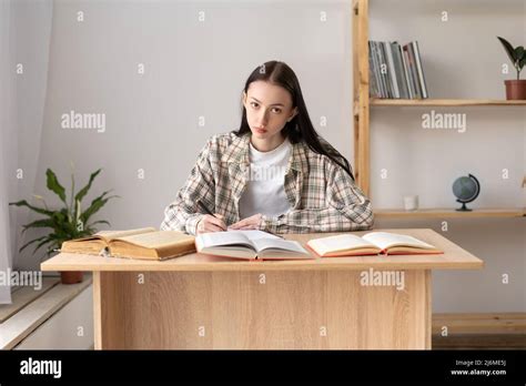 Une Jeune Fille Fait Ses Devoirs Banque De Photographies Et Dimages à