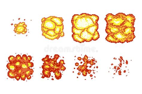 Kreskówka Wybuchu Animaci Sprite Odizolowywający Na Białym Tle
