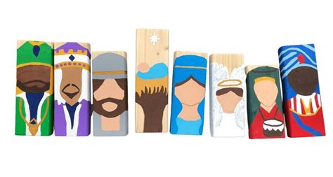 Christmas Nativity Wood Blocks Nativity Wood Blocks Wooden Nativity