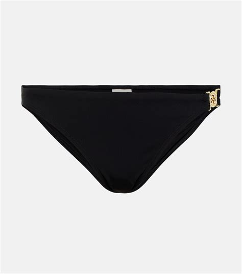 Tory Burch Miller Low Rise Bikini Bottoms Black Editorialist