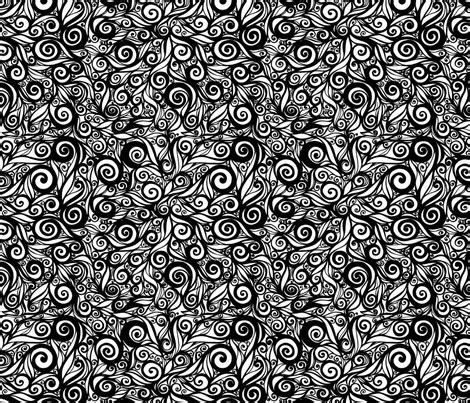 Repeating Abstract Black and White Swirl Pattern fabric ...