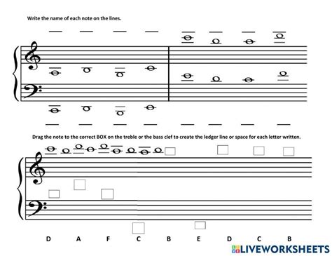 Ledger Lines Grand Staff online exercise for | Live Worksheets