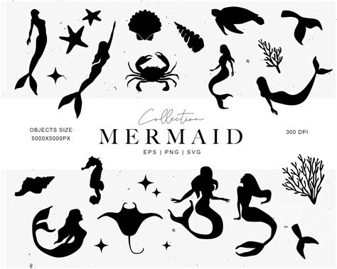 Mermaid Svg Silhouette Cute Mermaid Clipart Tail Eps Cricut Etsy Canada