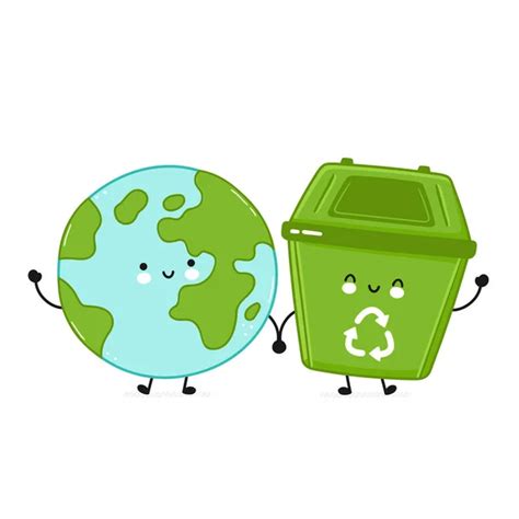 Cute Happy Trash Bin And Earth Planet Stock Vector Image By Kahovsky