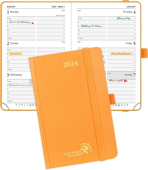 POPRUN Agenda 2024 tamaño de bolsillo 4 x 6 25 pulgadas calendario