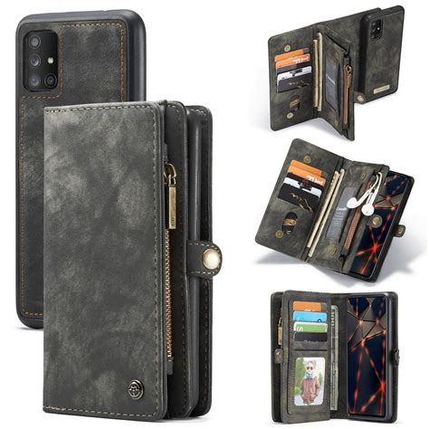 Dteck Wallet Case For Samsung Galaxy A71 4g Heavy Duty Zipper Purse 2 In 1 Premium Leather