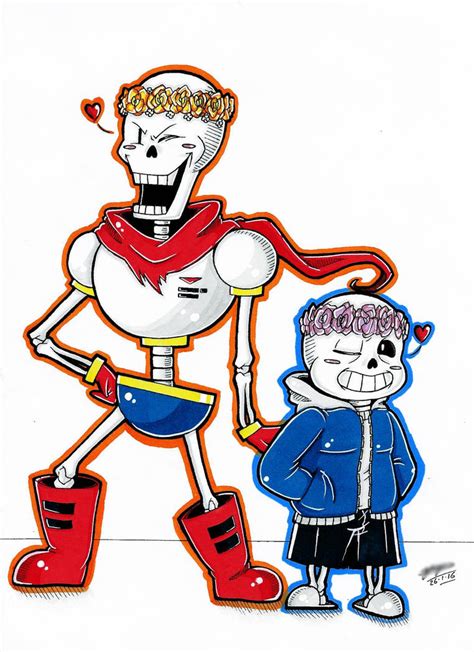 Papyrus And Sans With Flower Crowns Coloured3 By Shannonxnaruto On