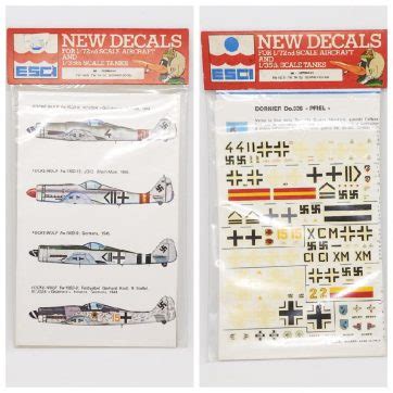 ESCI 66 Germany FW 190 D FW TA 152 DORNIER DO 335 Decal Sticker Sheet