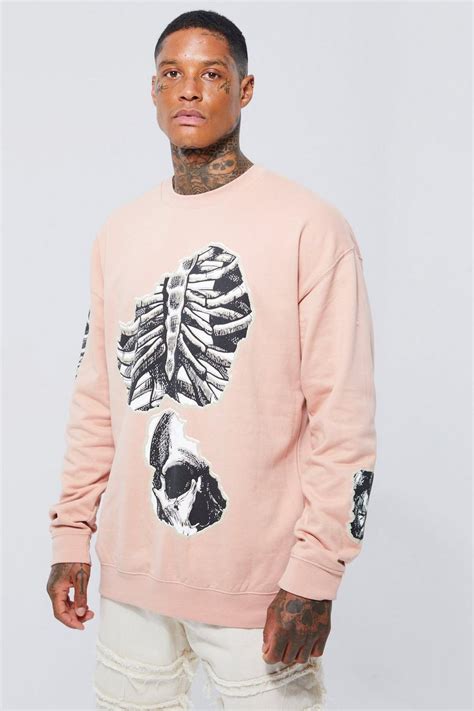 Oversized Skeleton Puff Print Sweatshirt Boohoo Uk